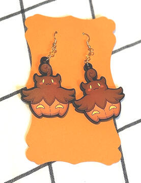Pumpkin Creature Wooden Earrings Pumpkin Creature Wooden Earrings